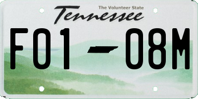 TN license plate F0108M