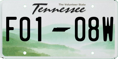 TN license plate F0108W