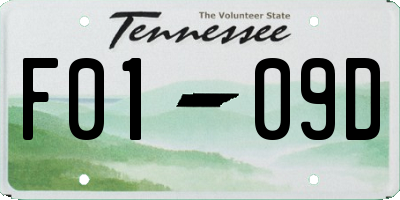 TN license plate F0109D