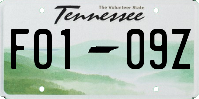 TN license plate F0109Z