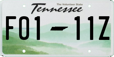 TN license plate F0111Z