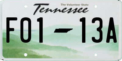 TN license plate F0113A