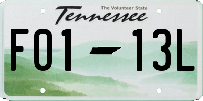TN license plate F0113L