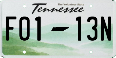 TN license plate F0113N