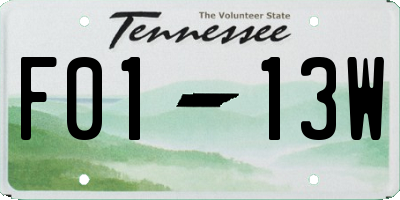 TN license plate F0113W