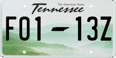 TN license plate F0113Z