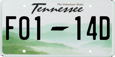 TN license plate F0114D