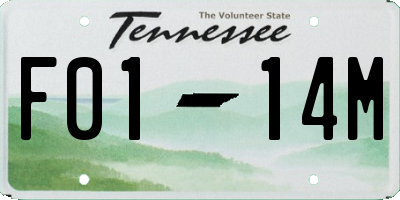 TN license plate F0114M