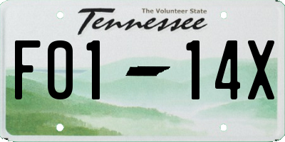 TN license plate F0114X