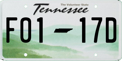 TN license plate F0117D