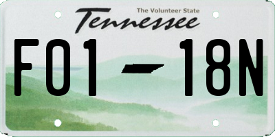 TN license plate F0118N