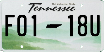 TN license plate F0118U