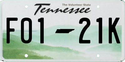 TN license plate F0121K