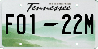 TN license plate F0122M