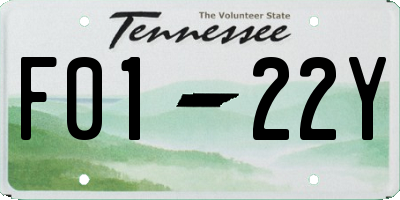 TN license plate F0122Y