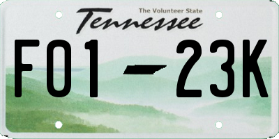 TN license plate F0123K