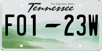 TN license plate F0123W