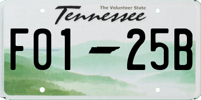 TN license plate F0125B
