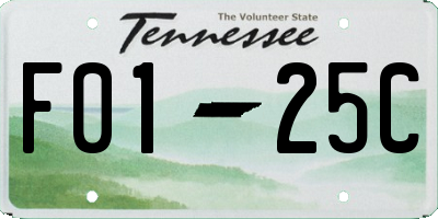 TN license plate F0125C