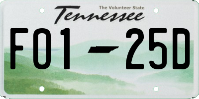 TN license plate F0125D