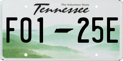 TN license plate F0125E