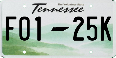 TN license plate F0125K