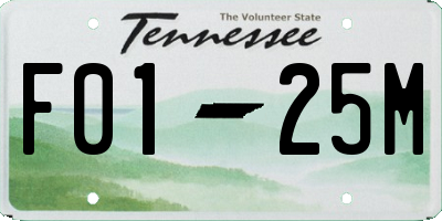 TN license plate F0125M