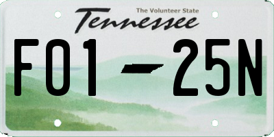 TN license plate F0125N