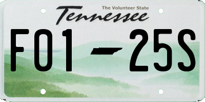 TN license plate F0125S