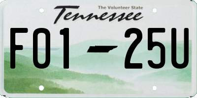 TN license plate F0125U