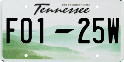 TN license plate F0125W