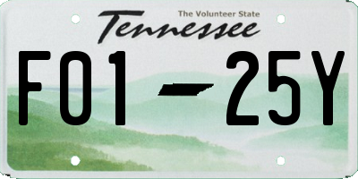 TN license plate F0125Y