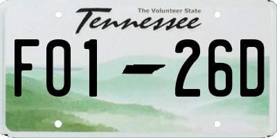 TN license plate F0126D