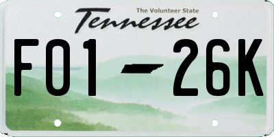 TN license plate F0126K