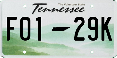 TN license plate F0129K