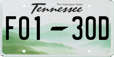 TN license plate F0130D