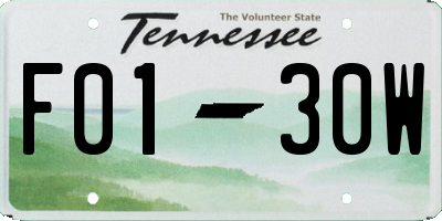 TN license plate F0130W