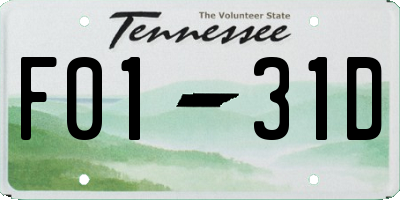TN license plate F0131D