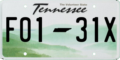TN license plate F0131X