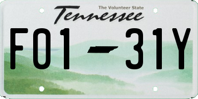 TN license plate F0131Y