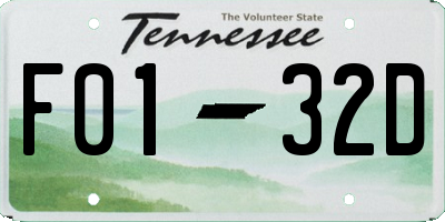 TN license plate F0132D