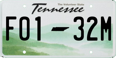 TN license plate F0132M