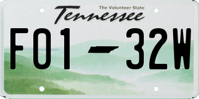 TN license plate F0132W