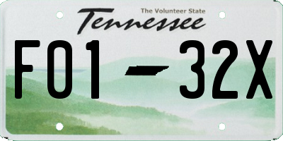 TN license plate F0132X
