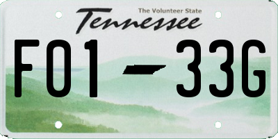 TN license plate F0133G