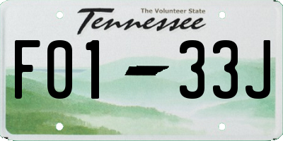 TN license plate F0133J