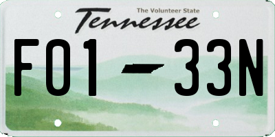 TN license plate F0133N