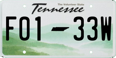TN license plate F0133W