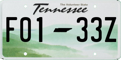 TN license plate F0133Z