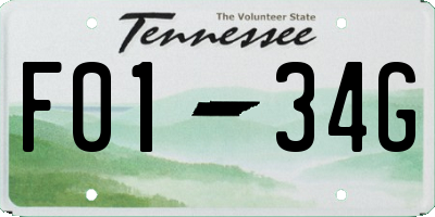 TN license plate F0134G